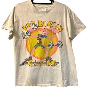 Vintage 90s Pink Panther Workout 1990 Pink’s Gym Single Stitch Shirt Large